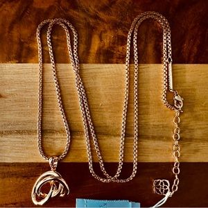 new Authentic Kendra Scott Rose Gold Presleigh love knot  , pendant necklace.